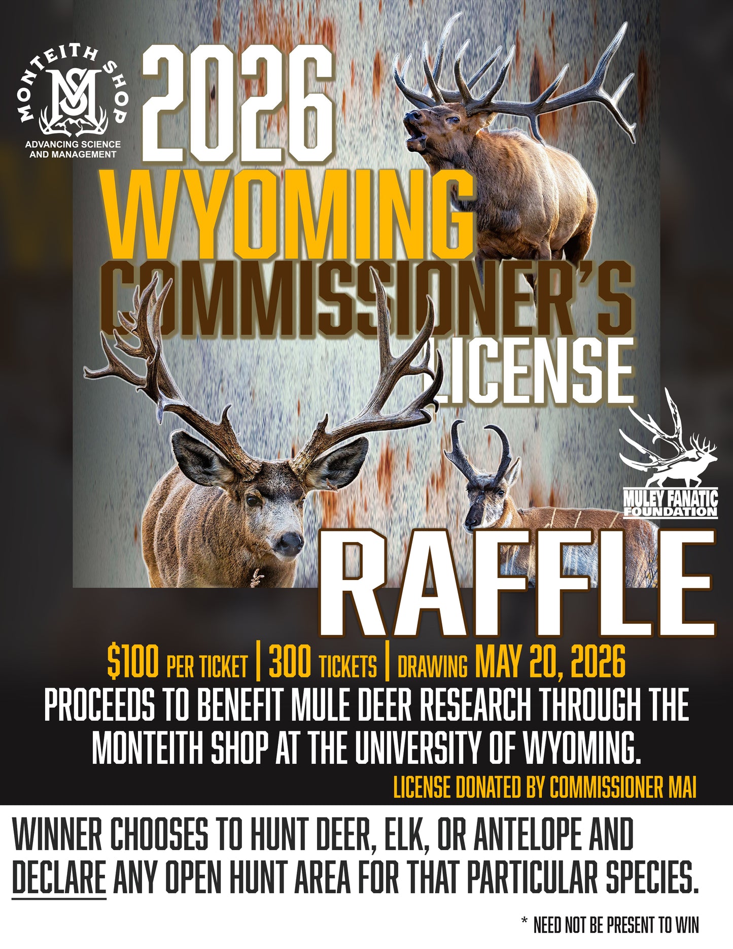 2026 WY COMMISSIONER LICENSE RAFFLE MAY